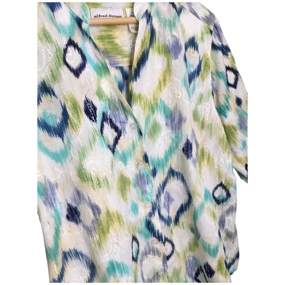 Alfred Dunner Vintage Abstract 3/4 Sleeve Button Down Shoulder Pads 18 Plus - Picture 8 of 9